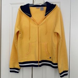 Arizona zip up two tone hooded sweatshirt.  2 front pockets 23”length